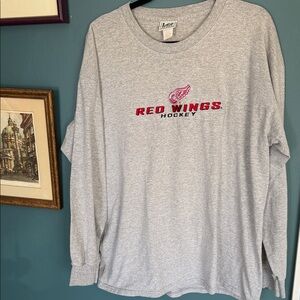 Lee Gray Long Sleeve Tee with embroidered Redwings logo 0203